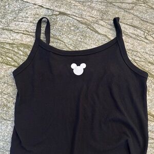 Black Tank Top with White Mickey Mouse Logo crop top